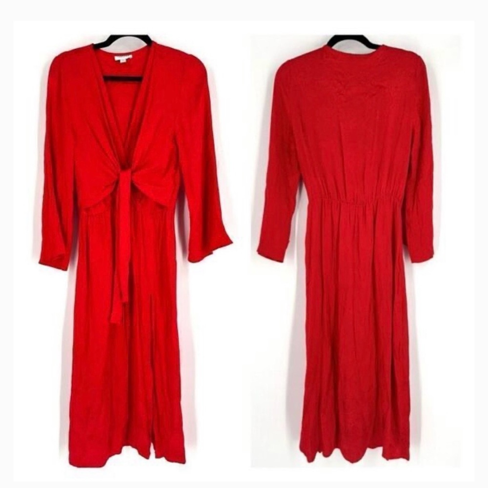 Red Topshop tie front dress 8